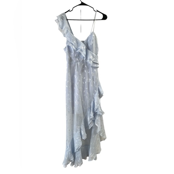 Lulus light blue floral jacquard ruffled maxi dress - Picture 3 of 8